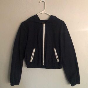 Navy blue forever 21 zipper, cinched jacket.